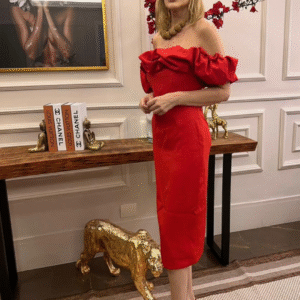 Vestido Vermelho com Babado